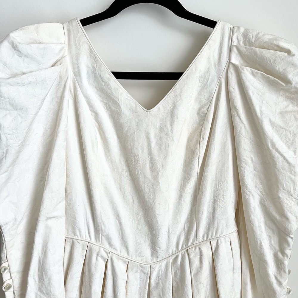80s Vintage Laura Ashley Cottagecore Prairie White Dress Puff Sleeves US8 / UK10 - Picture 7 of 11
